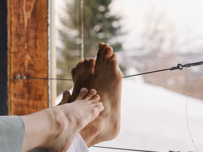 Serene landscape view from a yoga studio window, symbolizing peace of mind.